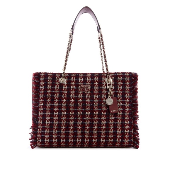 New GUESS Cessily Tweed Tote/Bag - Picture 4 of 7